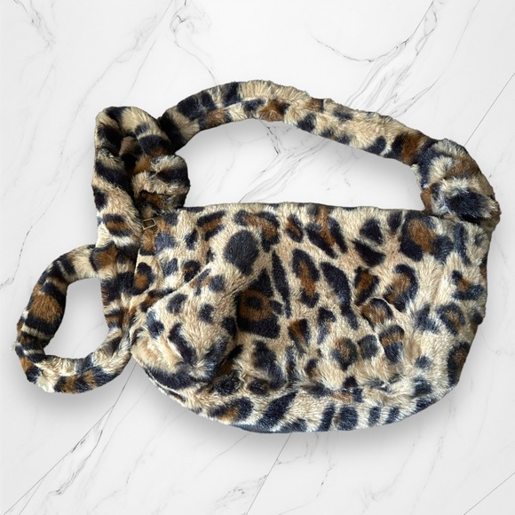 SHEIN Handbags - Leopard Purse Faux Fur Crossbody Bag Long NWOT Shein